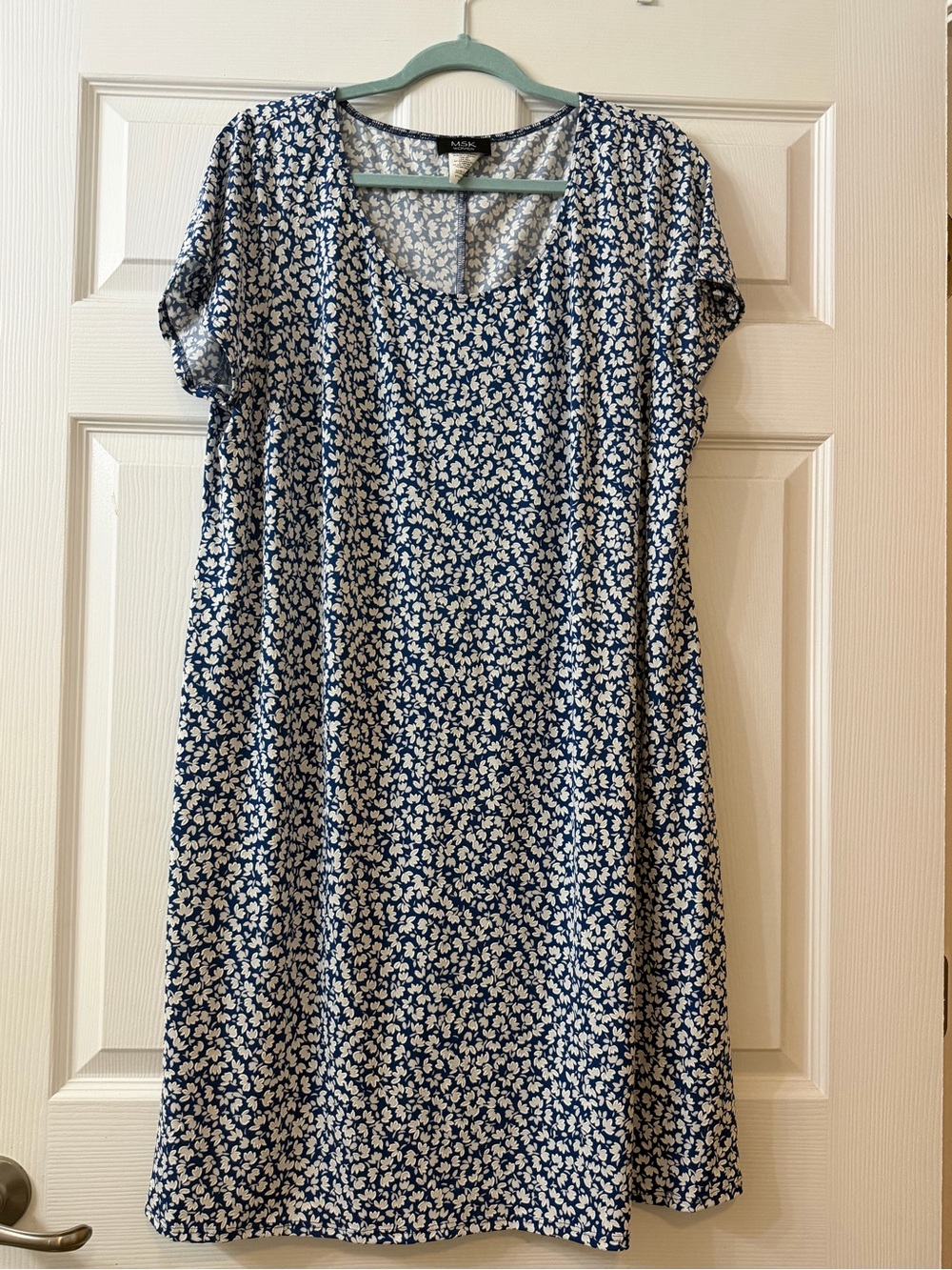 MSK Blue and White Floral Top